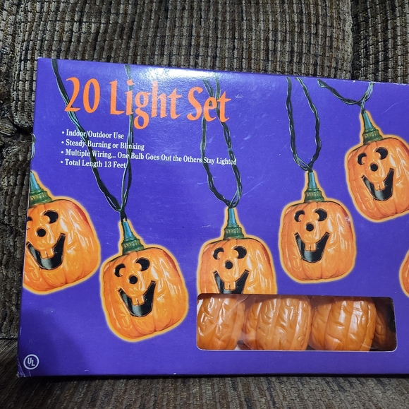 Vintage Pumpkin Blow Mold String Lights Halloween Trick Or Treat 13ft - Picture 9 of 9